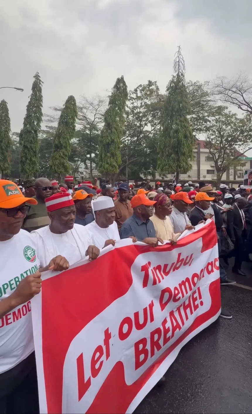 ADC lists demands at INEC protest, seeks chairman’s exit over alleged bias